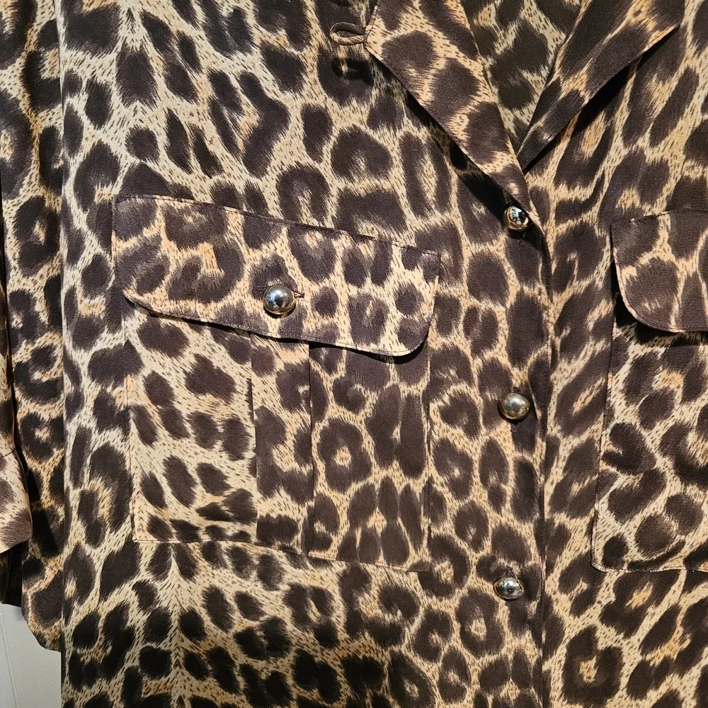 Jordan Brown Leopard Print Casual Shirt - Picture 3 of 5